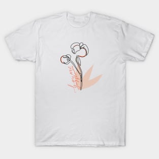 Abstract one line cotton flower and lettering.Typography slogan design "You are my flower". T-Shirt